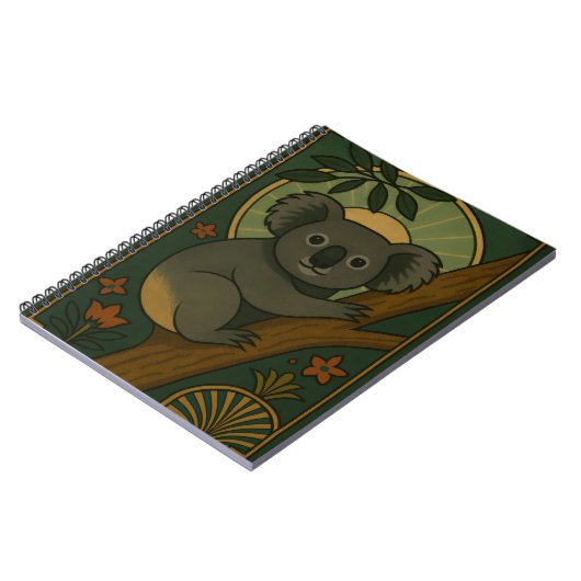 Ornamental Koala in Botanical Mandala ノートブック (左側)