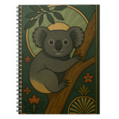 Ornamental Koala in Botanical Mandala ノートブック (正面)