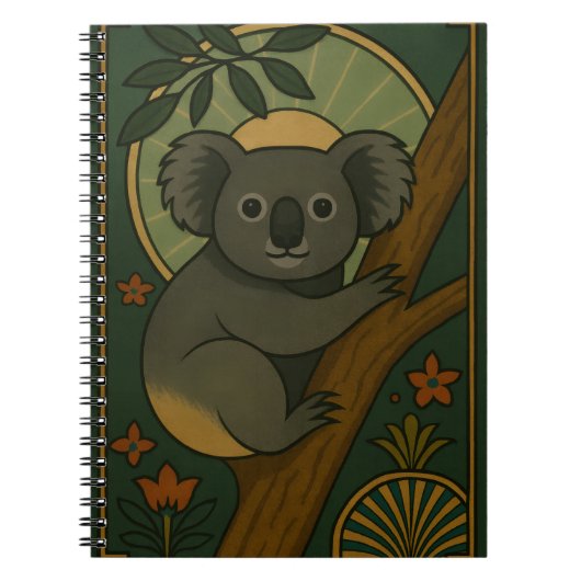 Ornamental Koala in Botanical Mandala ノートブック (正面)
