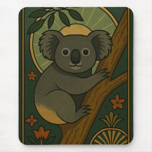 Ornamental Koala in Botanical Mandala マウスパッド (正面)