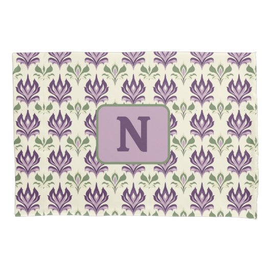 Ornamental Lily Motif Pattern 枕カバー (正面)