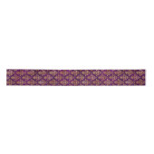 Ornamental Purple & Gold Damask Pattern サテンリボン (正面)