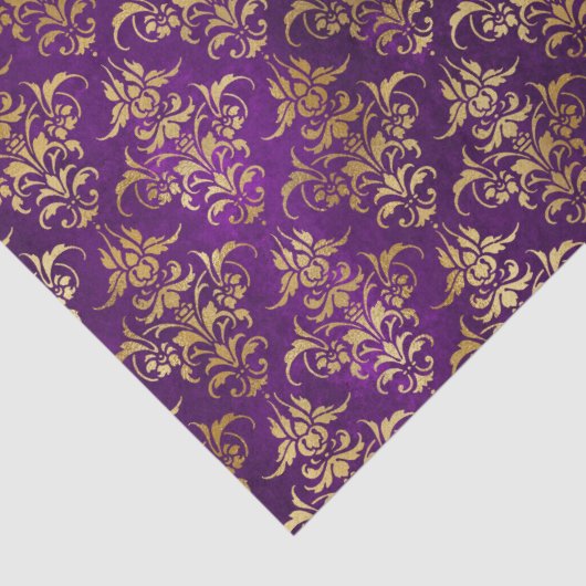 Ornamental Purple & Gold Damask Pattern 薄葉紙 (詳細)