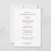 Ornamental Remember Dear One Passed Away Funeral 招待状 (裏面)