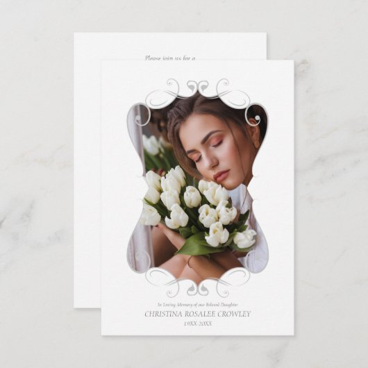 Ornamental Remember Loved One Passed Away Funeral 招待状 (正面/裏面)