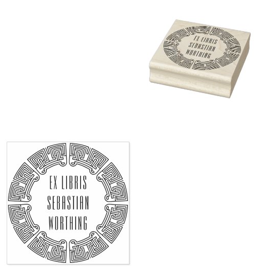 Ornamental Techno Circle Ex Libris Stamp ラバースタンプ (押印)