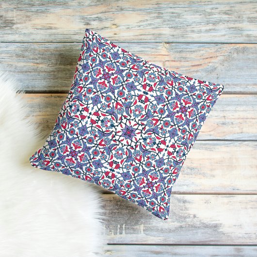Ornamental Turkish Tile Pattern Throw Pillow クッション