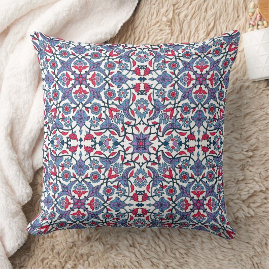 Ornamental Turkish Tile Pattern Throw Pillow クッション (ブランケット)