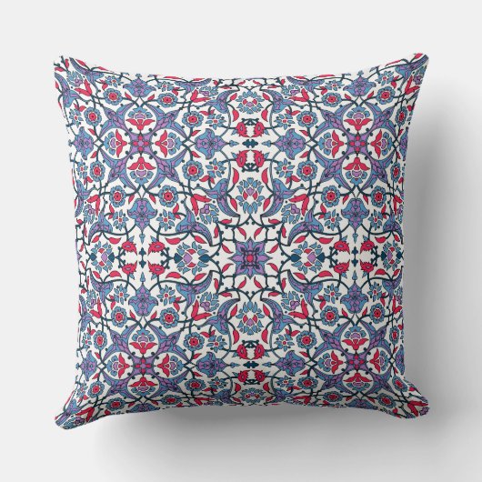 Ornamental Turkish Tile Pattern Throw Pillow クッション (裏面)