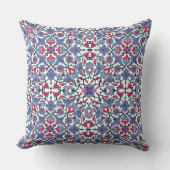 Ornamental Turkish Tile Pattern Throw Pillow クッション (正面)