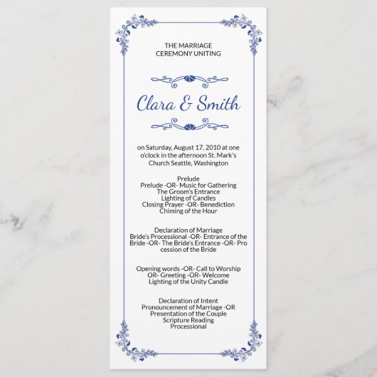 Ornamental Wedding Ceremony Program Template プログラム (正面)