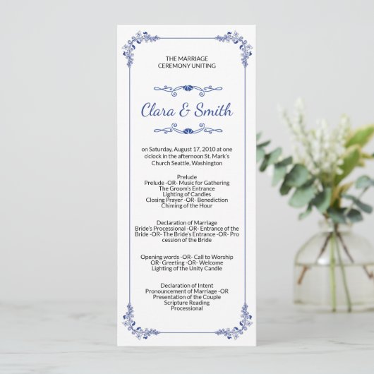 Ornamental Wedding Ceremony Program Template プログラム (スタンド正面)