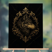 Ornamentaler Goldener Wolf  アクリルサイン (ニュートラル)