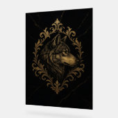 Ornamentaler Goldener Wolf  アクリルサイン (傾斜)