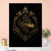 Ornamentaler Goldener Wolf  アクリルサイン (ウェディング)