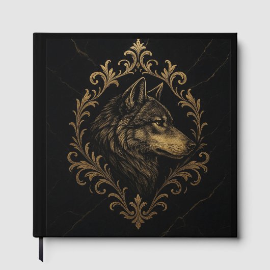 Ornamentaler Wolf in Goldtönen ゲストブック (正面)