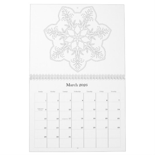 OrnaMENTALs 12ヶ月の治療用カラーリングページ カレンダー (3月 2026)