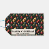 Ornaments and Pine Brunches custom Merry Christmas ギフトタグ (裏面横)