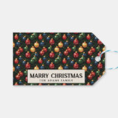 Ornaments and Pine Brunches custom Merry Christmas ギフトタグ (正面(横))