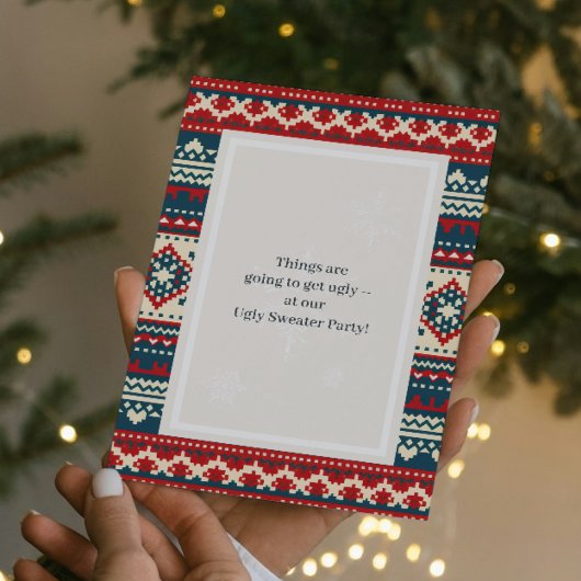 Ornaments Red Bow Ugly Sweater Holiday Party 招待状