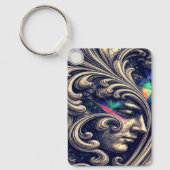 Ornate Abstract Face with Flowing Baroque Keychain キーホルダー (正面)