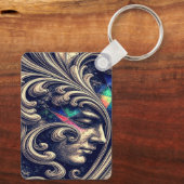 Ornate Abstract Face with Flowing Baroque Keychain キーホルダー (裏面)
