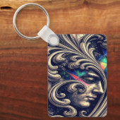 Ornate Abstract Face with Flowing Baroque Keychain キーホルダー (正面)
