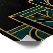 Ornate Art Deco Snake Serpent Gold Coil ポスター (角)