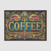 Ornate Art Nouveau Coffee Sign FA2 Decoupage 薄葉紙 (正面)