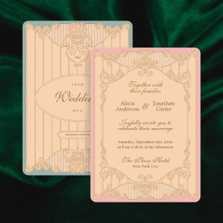 Ornate Art Nouveau Wedding Invitation 招待状