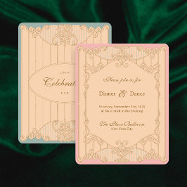 Ornate Art Nouveau Wedding Reception Invitation 招待状