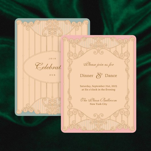Ornate Art Nouveau Wedding Reception Invitation 招待状
