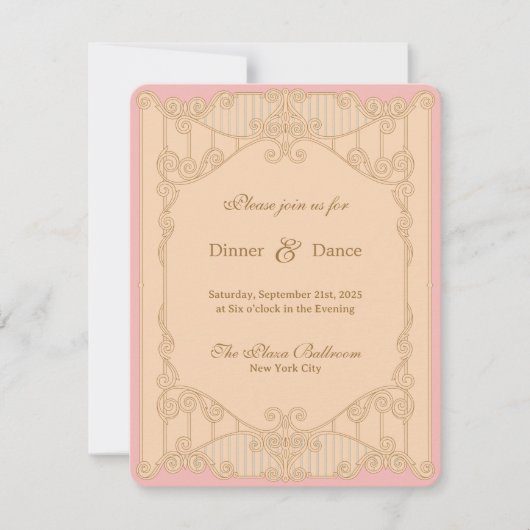 Ornate Art Nouveau Wedding Reception Invitation 招待状 (正面)