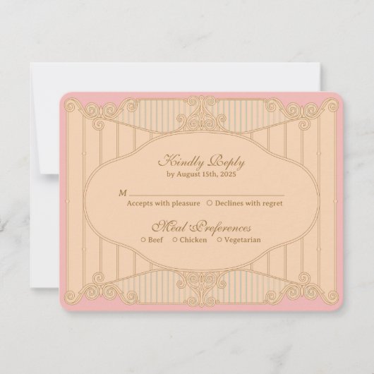 Ornate Art Nouveau Wedding RSVP Card (正面)