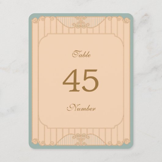 Ornate Art Nouveau Wedding Table Numbers (裏面)