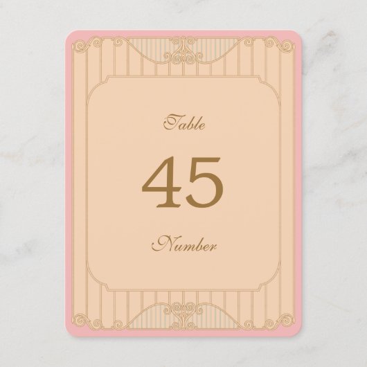 Ornate Art Nouveau Wedding Table Numbers (正面)