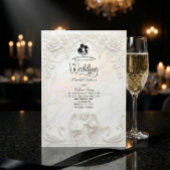 Ornate Baroque Angel & Swan Cameo Art Wedding  招待状