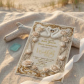 Ornate Baroque Gold Rococo Frame Wedding 招待状