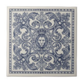 Ornate Baroque Pattern Pat#1 Blue Ivory ID1194 タイル (正面)
