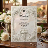 Ornate Baroque Rococo Archway & Cherub Wedding  招待状