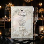 Ornate Baroque Rococo Archway & Cherub Wedding  招待状