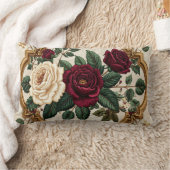 Ornate Baroque Roses Oval Frame Pillow - Luxury Bu ランバークッション (ブランケット)