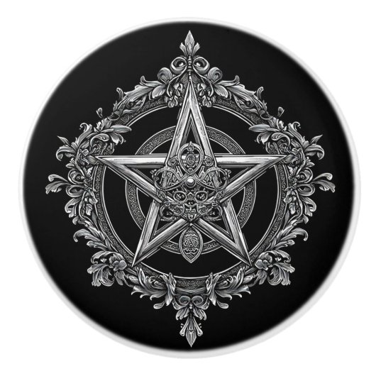 Ornate Baroque Style Gothic Pentagram セラミックノブ (正面)