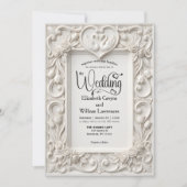 Ornate Baroque Swan Heart Acanthus Frame Wedding 招待状 (正面)