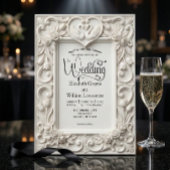 Ornate Baroque Swan Heart Acanthus Frame Wedding 招待状