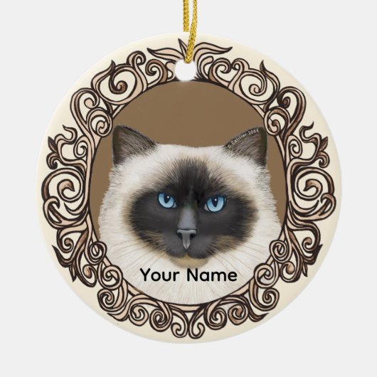 Ornate Birman Cat  Ornament セラミックオーナメント (正面)