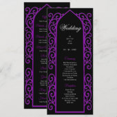 Ornate black and purple Gothic Wedding Program メニュー (正面/裏面)