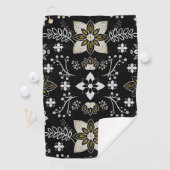 Ornate black and white floral pattern  ゴルフタオル (インサイチュ)