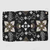 Ornate black and white floral pattern  ゴルフタオル (横)