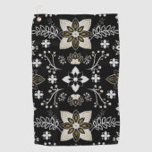Ornate black and white floral pattern  ゴルフタオル (正面)